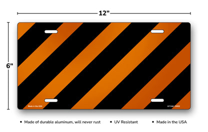Orange and Black Construction Stripes License Plate