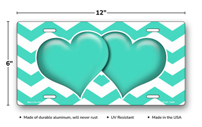Teal Hearts and Chevron License Plate