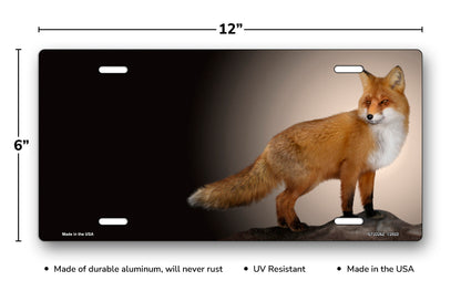 Fox on Black Offset License Plate
