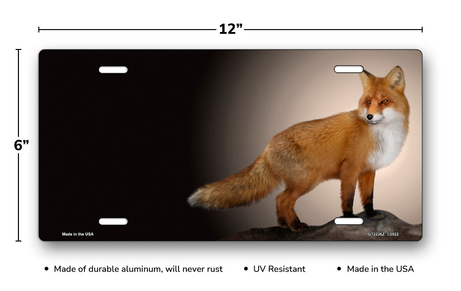 Fox on Black Offset License Plate