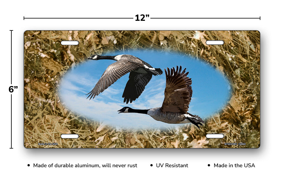 Geese on Camo License Plate