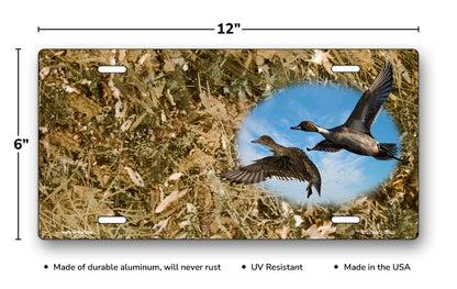Pintail Ducks on Camo Offset License Plate