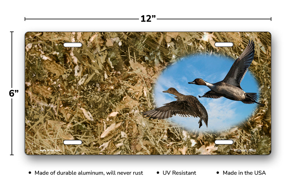Pintail Ducks on Camo Offset License Plate
