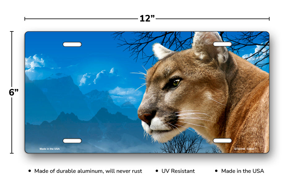 Blue Sky Cougar License Plate