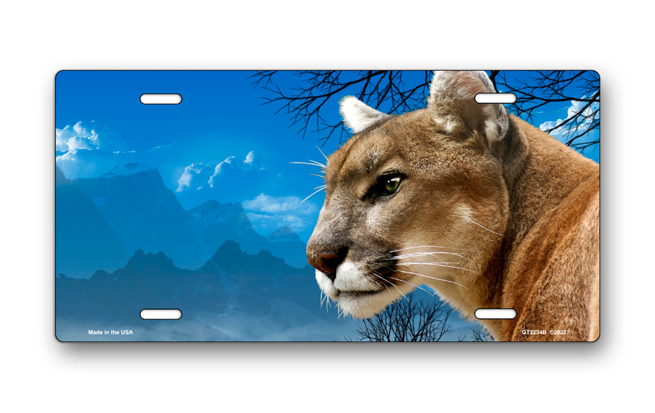 Blue Sky Cougar License Plate