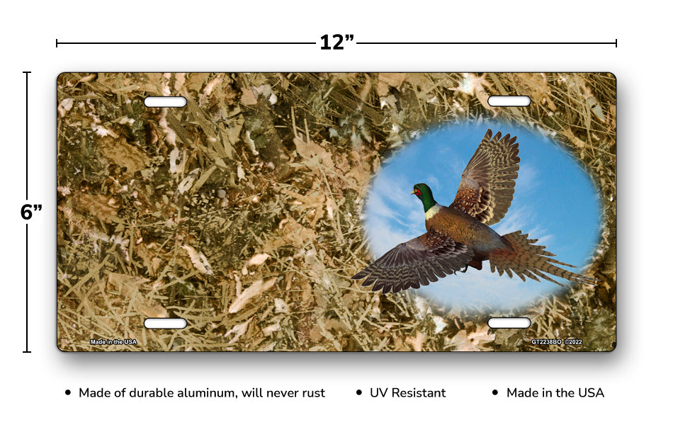 Pheasant Offset on Camo License Plate