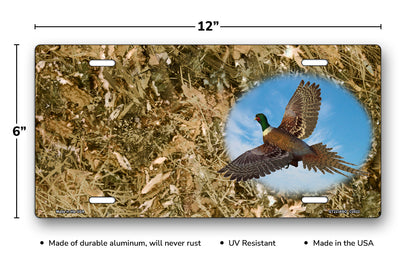 Pheasant on Camo Offset License Plate