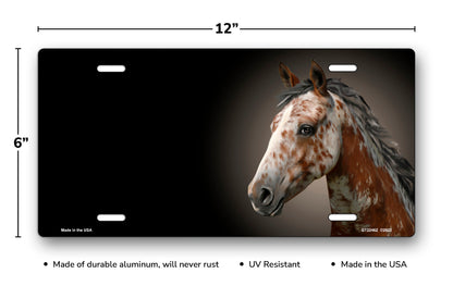 Appaloosa Horse on Black Offset License Plate