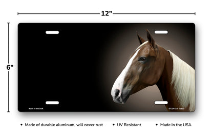 Sorrel Tennessee Walker Horse on Black Offset License Plate