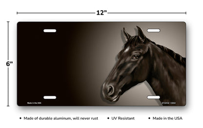 Black Horse on Black Offset License Plate
