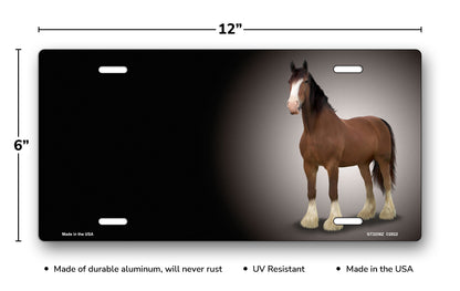 Clydesdale on Black Offset License Plate