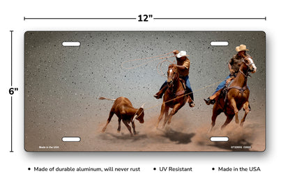 Wranglers on Gray Offset License Plate