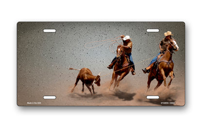 Wranglers on Gray Offset License Plate