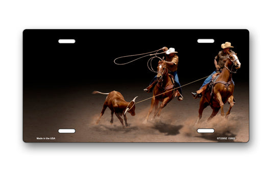 Wranglers on Black Offset License Plate