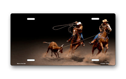 Wranglers on Black Offset License Plate