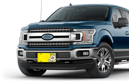 White Hibiscus on Yellow Offset License Plate