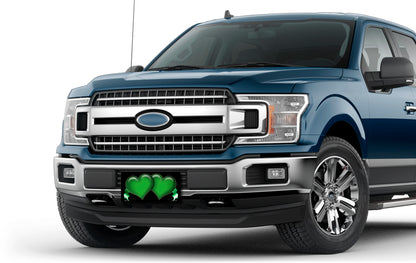 Green Hearts and Ribbons on Black License Plate