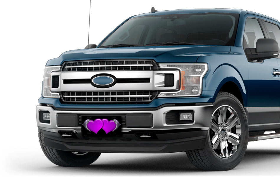 Dolphins and Purple Hearts on Black License Plate