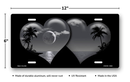Gray Palm Hearts on Black License Plate
