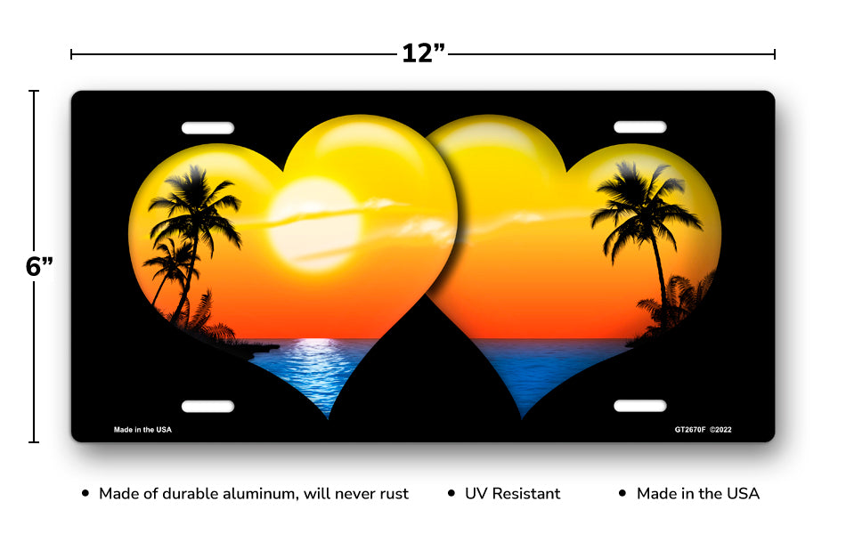 Full Color Palm Hearts on Black License Plate