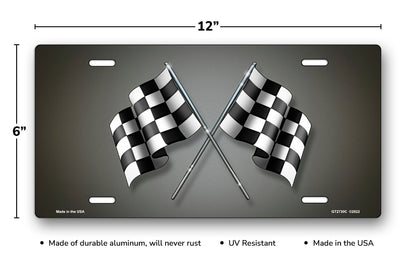 Checkered Flags on Gray License Plate