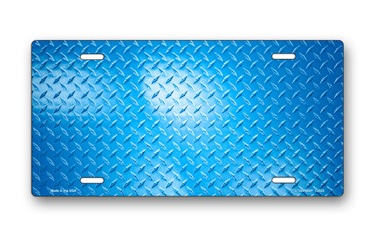 Blue Simulated Diamond Plate License Plate
