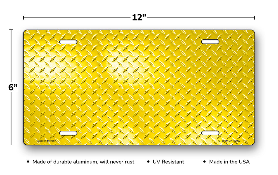 Yellow Simulated Diamond Plate License Plate