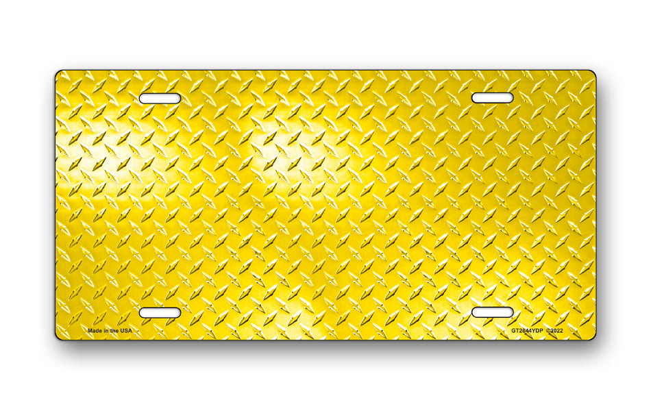 Yellow Simulated Diamond Plate License Plate