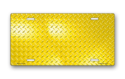Yellow Simulated Diamond Plate License Plate
