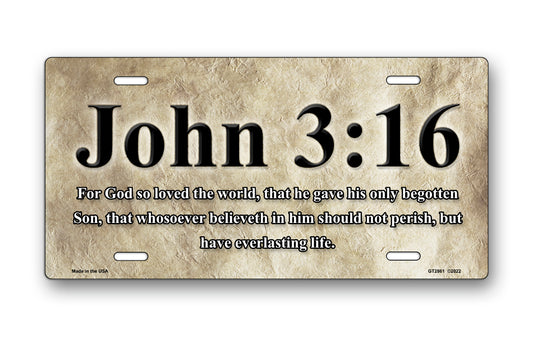John 3:16 Scripture on Parchment License Plate