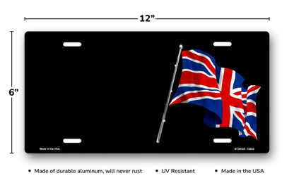 British Flag on Black Offset License Plate