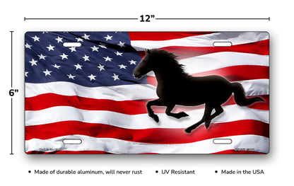 Mustang on American Flag License Plate