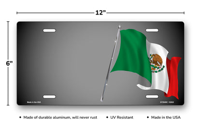 Mexican Flag on Gray Offset License Plate