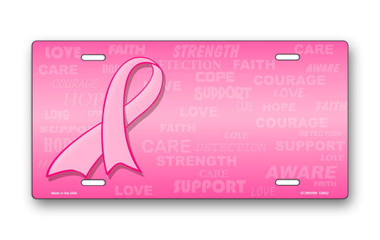 Pink Ribbon Breast Cancer Awareness License Plate