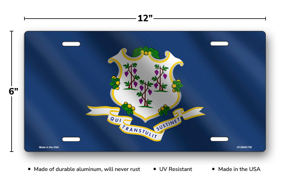 Wavy Connecticut State Flag License Plate