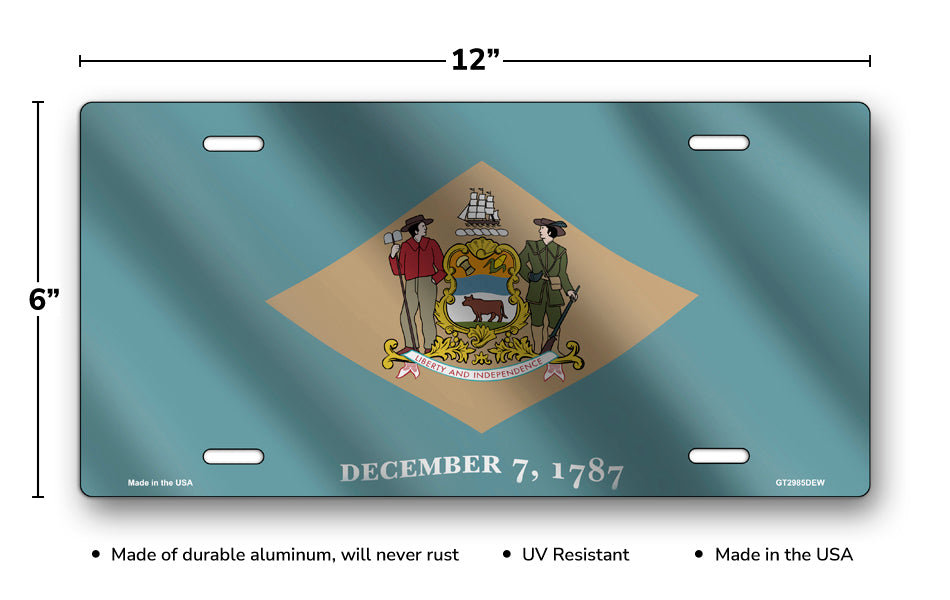 Wavy Delaware State Flag License Plate
