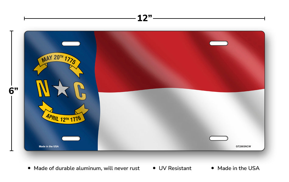 Wavy North Carolina State Flag License Plate