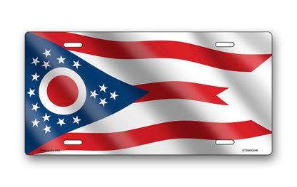 Wavy Ohio State Flag License Plate