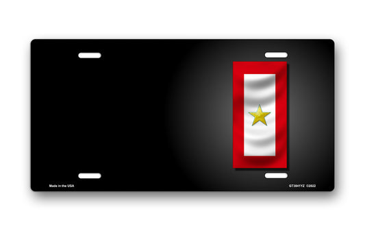Gold Star Flag on Black Offset License Plate
