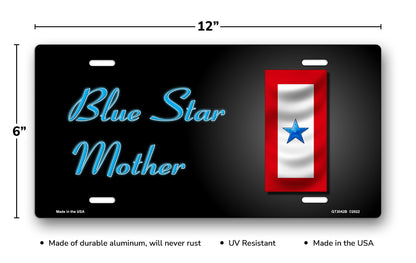 Blue Star Mother Blue Star Flag on Black License Plate