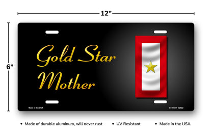 Gold Star Mother Gold Star Flag on Black License Plate
