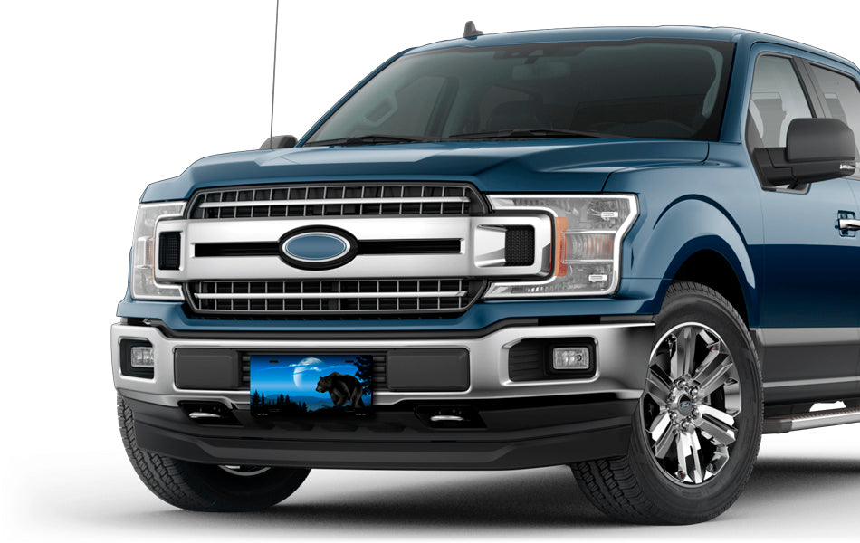 Bear on Blue Offset License Plate