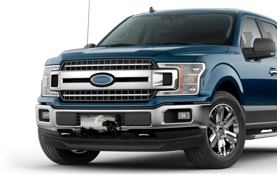 Bear on Gray Offset License Plate