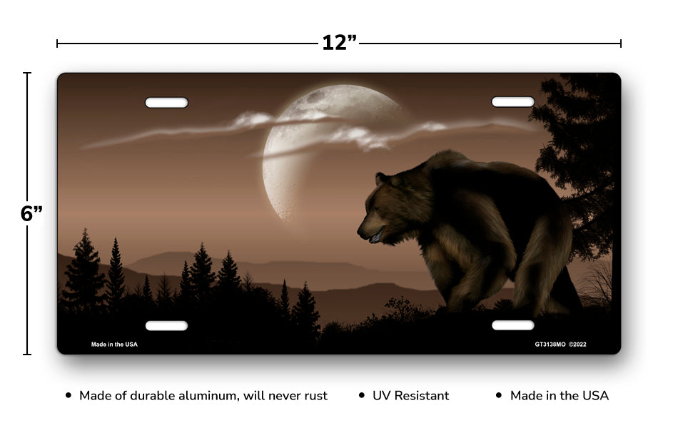 Bear on Mocha Offset License Plate