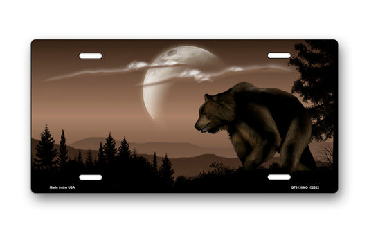 Bear on Mocha Offset License Plate