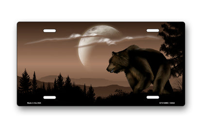 Bear on Mocha Offset License Plate