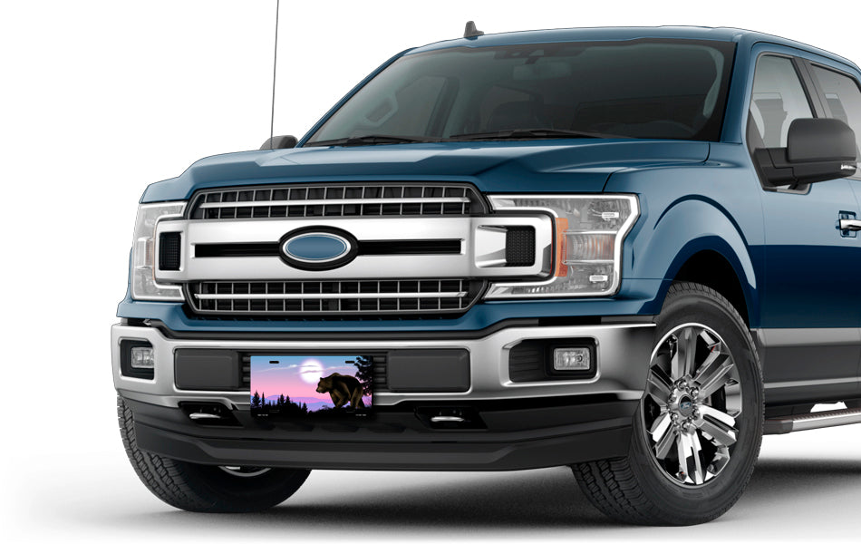 Bear on Purple Offset License Plate