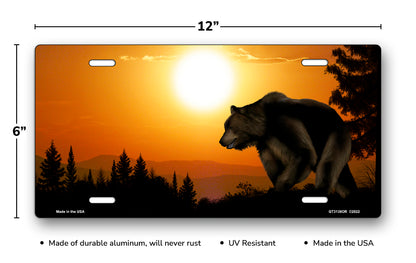 Bear on Orange Offset License Plate