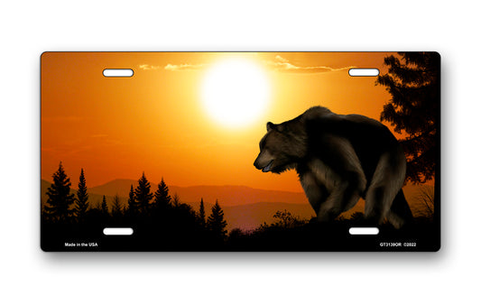 Bear on Orange Offset License Plate