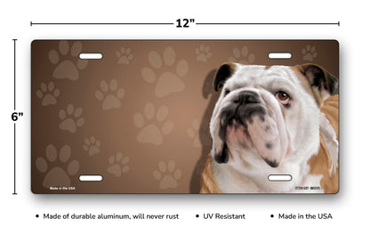 Bulldog on Paw Prints License Plate